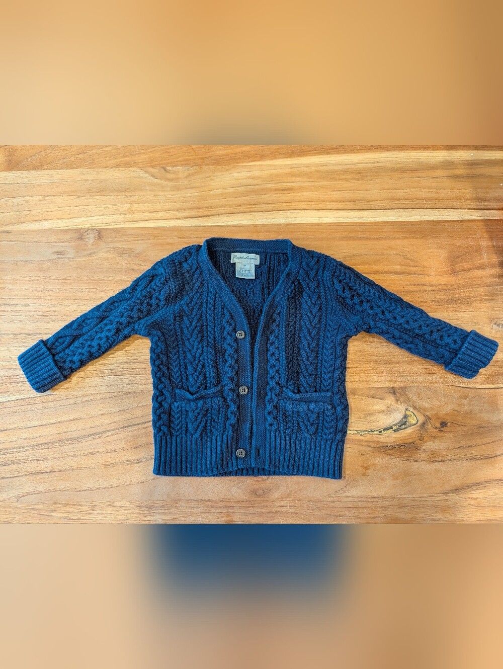 Baby 9 Months Ralph Lauren Dark Navy Cable Knit Sweater